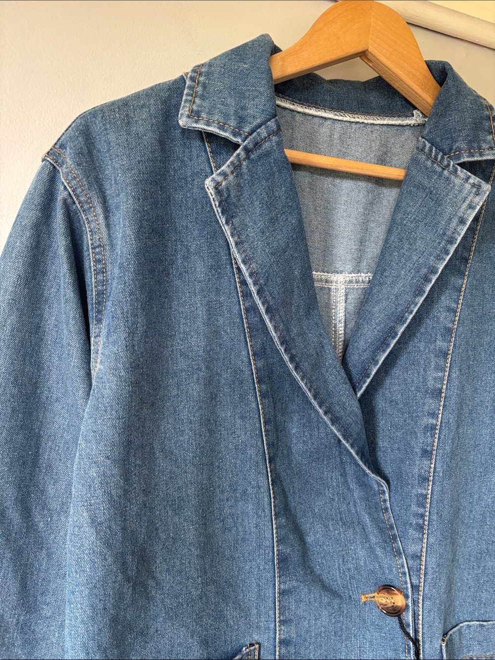 UTCOCO NWT Denim Jacket Blazer Jean Jacket Blue - Picture 5 of 8